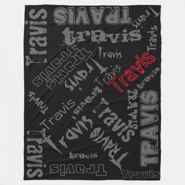 Black, Charcoal Grey and Red Blanket Name Collage (Front)