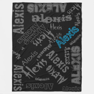 Black Charcoal Grey, Ice Blue Blanket Name Collage