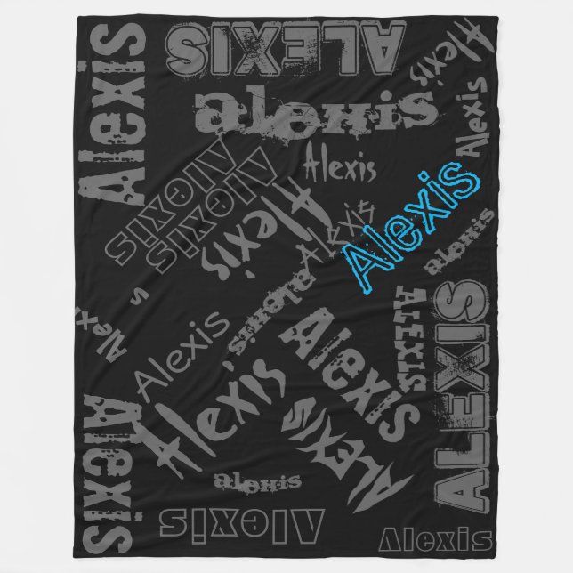 Black Charcoal Grey, Ice Blue Blanket Name Collage (Front)