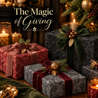 Black, Charcoal Grey & Terracotta Red Baroque Wrapping Paper Sheet