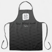 Black Charcoal Japanese Wave Custom Logo Apron
