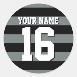 Black Charcoal Team Jersey Preppy Stripe Classic Round Sticker
