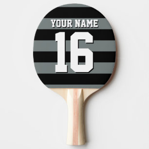 Black Charcoal Team Jersey Preppy Stripe Ping Pong Paddle