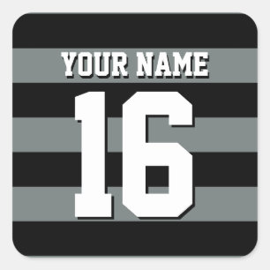 Black Charcoal Team Jersey Preppy Stripe Square Sticker