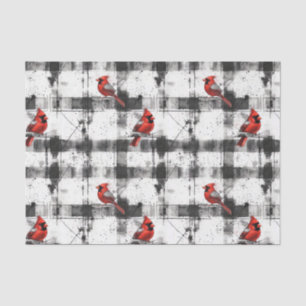 Black Check Cardinal Watercolor  Tissue Paper