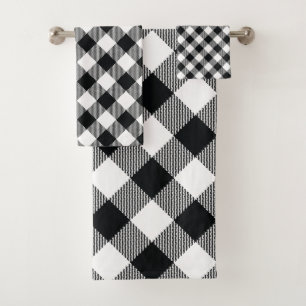 Black Check Diamond Pattern Bath Towel Set