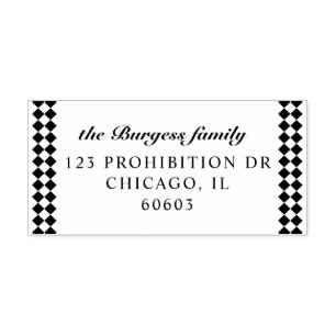 Black Checkerboard Border Return Address Self-inking Stamp