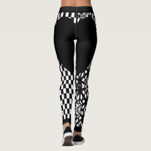 Black Checkers and Lace Heart Leggings