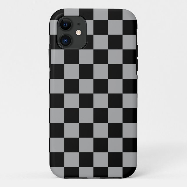 Black checkers on grey background Case-Mate iPhone case (Back)
