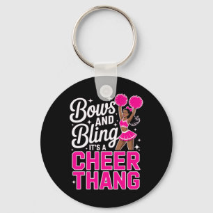 Black Cheerleader Bows Cheer Melanin Cheerleading Key Ring