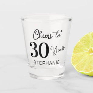 Black Cheers to 30 Years 30th Birthday Party Shot Glass