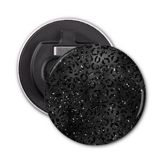 Black Cheetah Leopard Skin Print Pattern Animal Bottle Opener (Front)