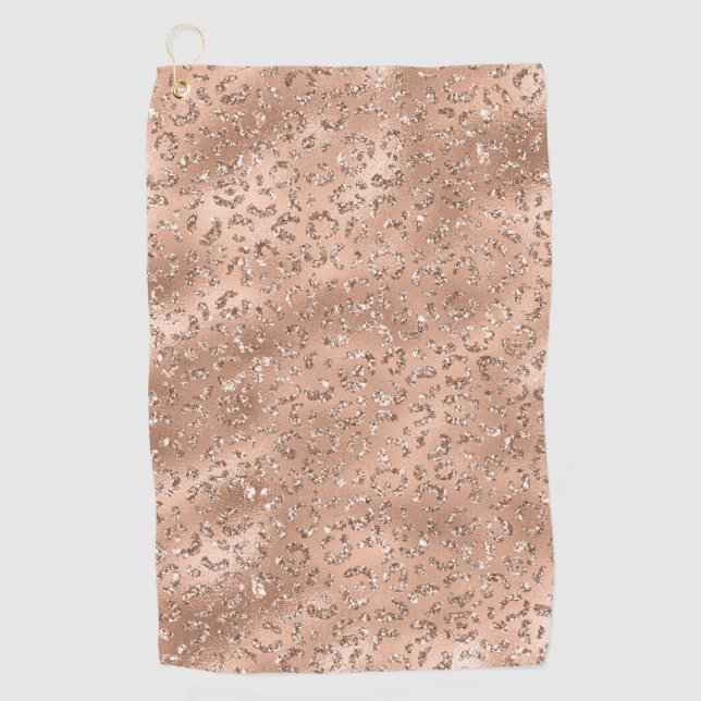 Black Cheetah Leopard Skin Print Pattern Animal Golf Towel (Front)