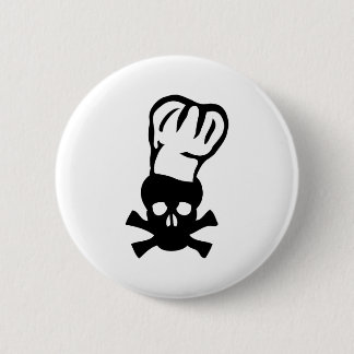 black chef skull chefs head cook 6 cm round badge