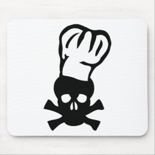 black chef skull chefs head cook mouse mat