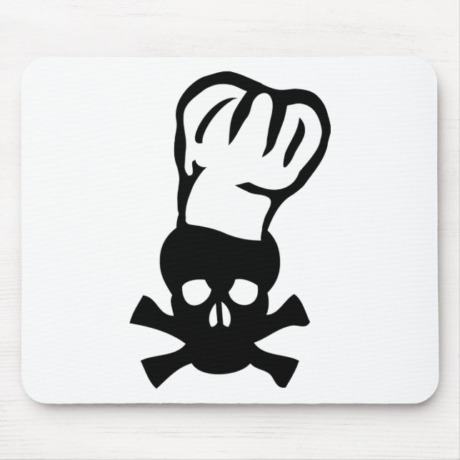 black chef skull chefs head cook mouse mat (Front)