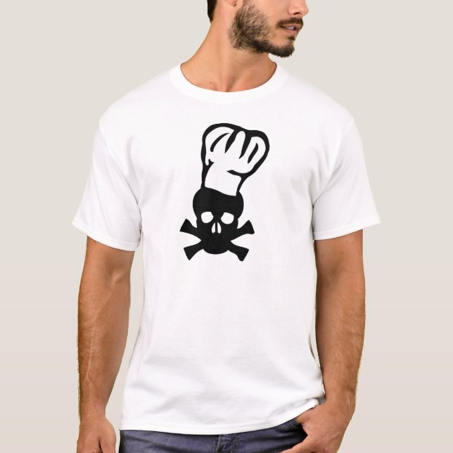 black chef skull chefs head cook T-Shirt (Front)