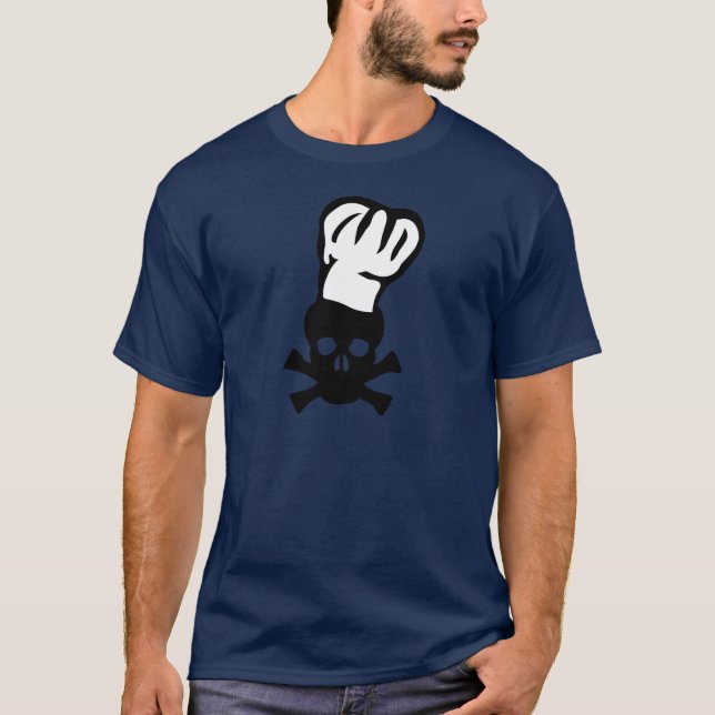 black chef skull chefs head cook T-Shirt (Front)