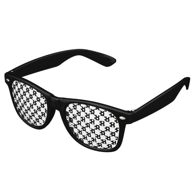 Black Chequerboard Pattern Retro Sunglasses (Angled)