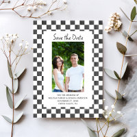 Black Chequerboard Photo Save the Date