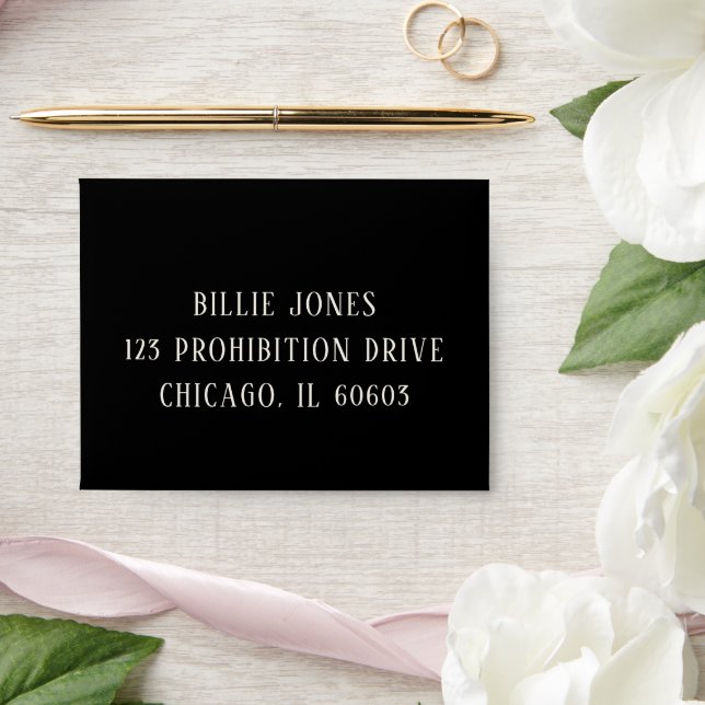 Black Chequerboard Printed Return Address RSVP Envelope (Wedding)