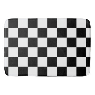 Black Chequered Bath Mat
