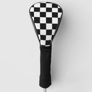 Black Chequered Golf Head Cover