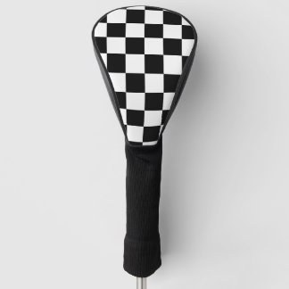 Black Chequered Golf Head Cover
