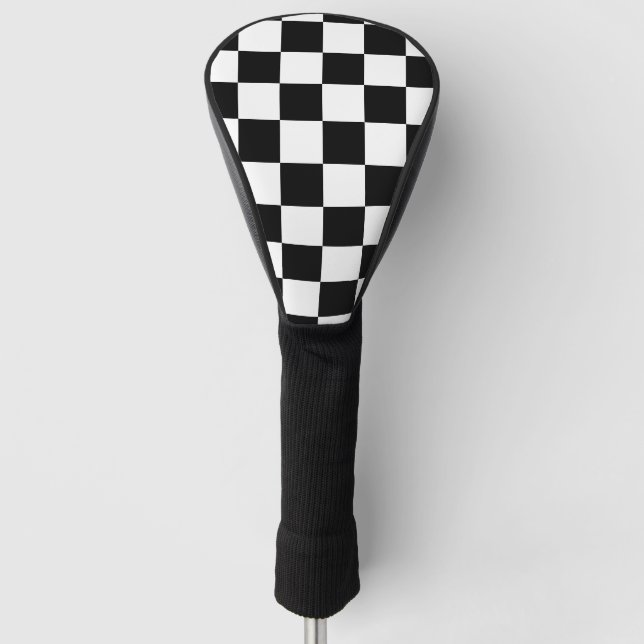 Black Chequered Golf Head Cover (Front)