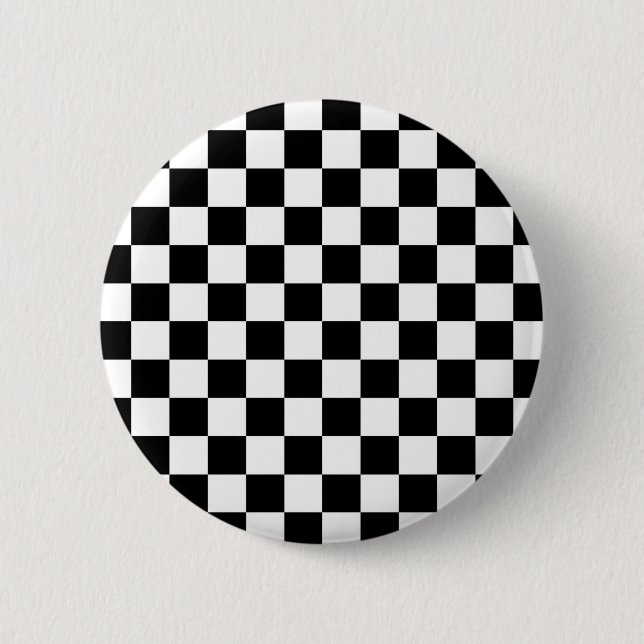 Black Chequered Mod Racing Pattern 6 Cm Round Badge (Front)