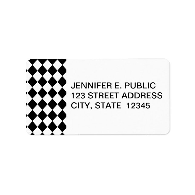Black Chequered Mod Racing Pattern Label (Front)