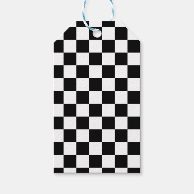 Black Chequered Paper  Gift Tags (Front)