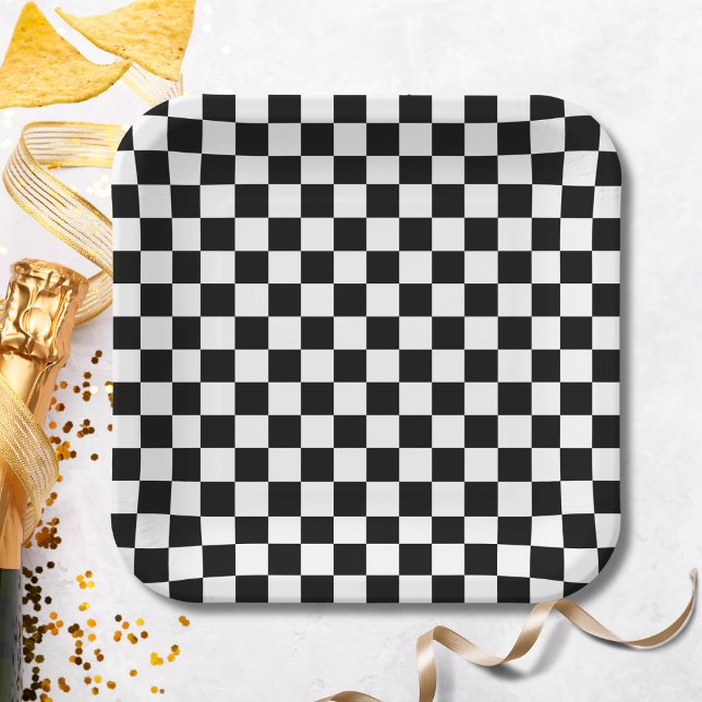 Black Chequered Paper Plates (Creator Uploaded)