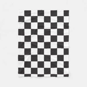 Black Chequered Pattern  Fleece Blanket