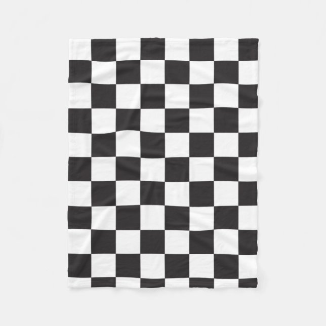 Black Chequered Pattern  Fleece Blanket (Front)