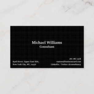 Black Chequered Pattern Trendy Modern Geometric Business Card