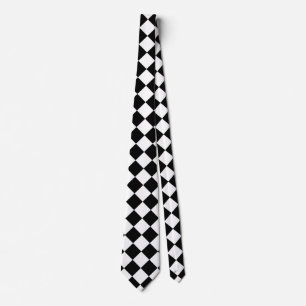 Black Chequered Racing Pattern Speedway Checkers Tie