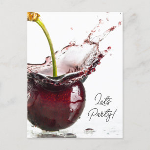 Black Cherry Party Invitation  Postcard