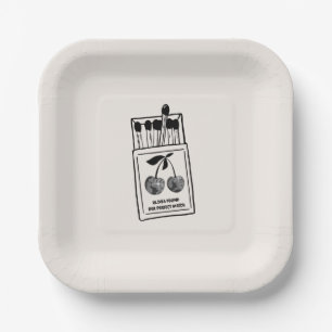 Black Cherry Perfect Match Bachelorette Plates