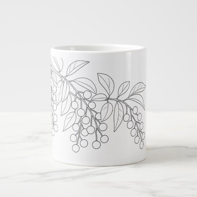 Black Cherry - Prunus serotina Large Coffee Mug (Front)