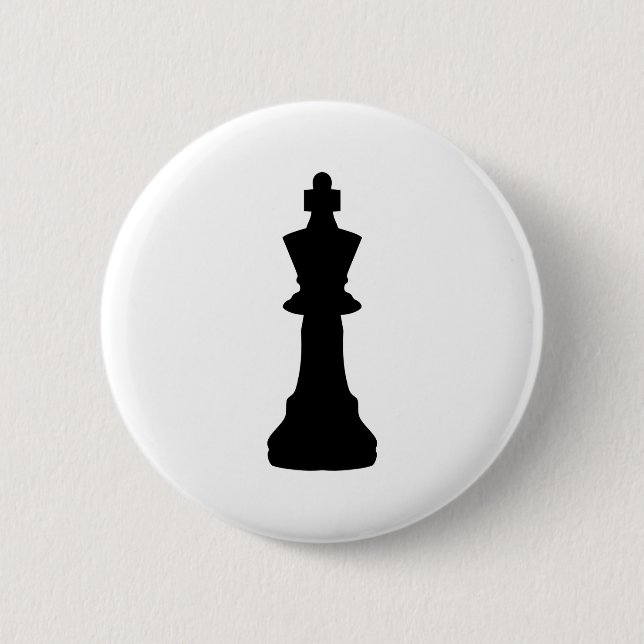 Black Chess king 6 Cm Round Badge (Front)