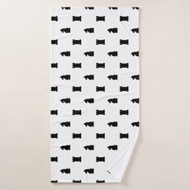 Black Chess Pieces Knight and Rook Bath Towel (Bath Towel)