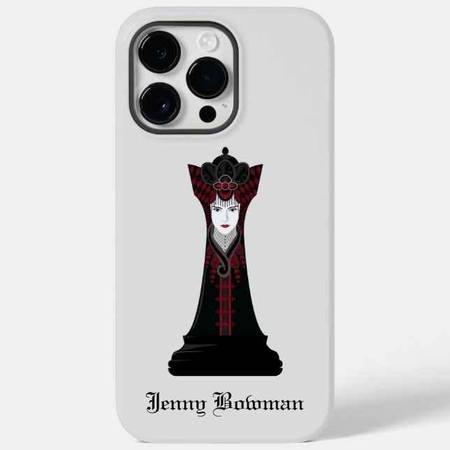 Black Chess queen / Personalised Name Case-Mate iP iPhone Case (Back)