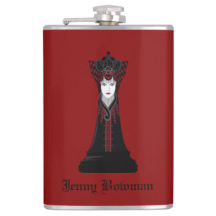 Black Chess queen / Personalised Name Flask