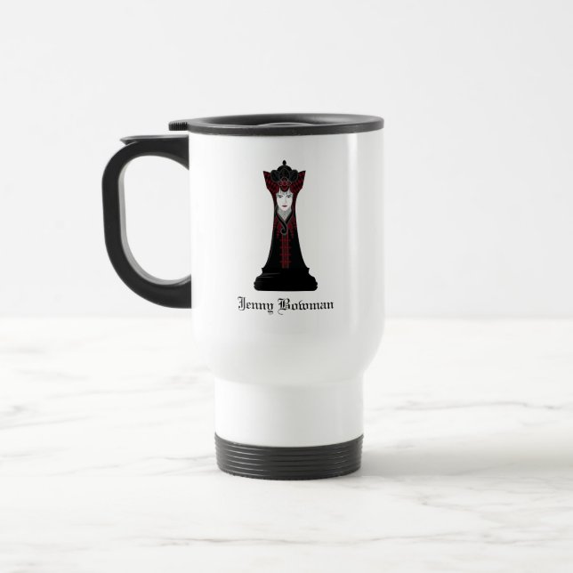 Black Chess queen / Personalised Name Travel Mug (Left)