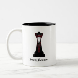 Black Chess queen / Personalised Name Two-Tone Coffee Mug