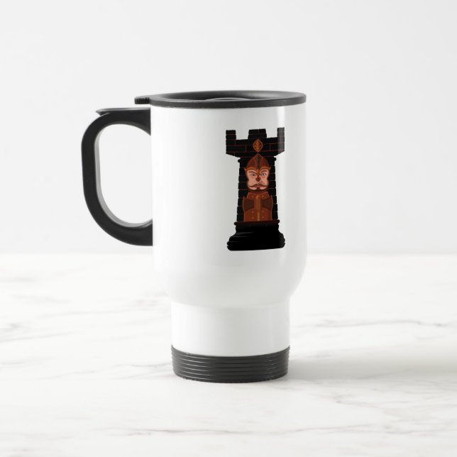 Black Chess Rook Travel Mug (Left)