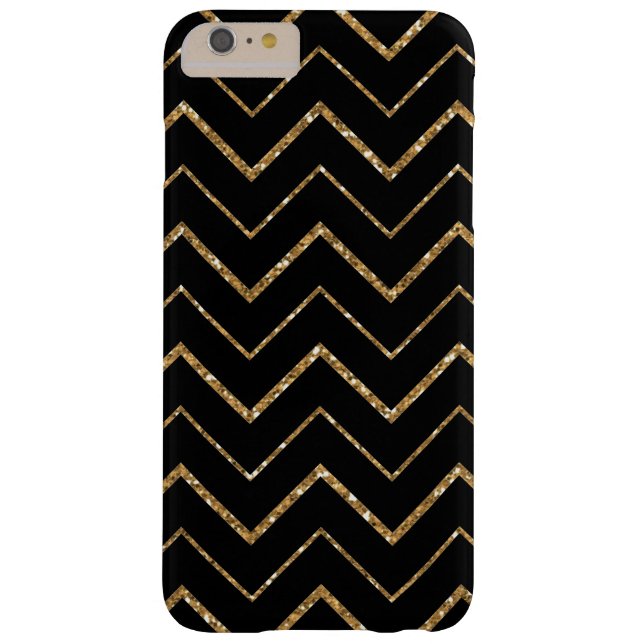 Black Chevron Gold Faux Glitter Case-Mate iPhone Case (Back)