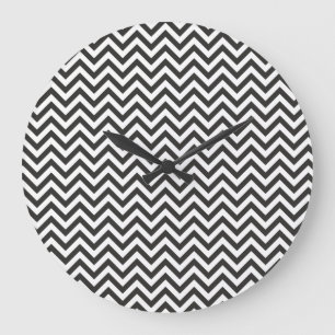 Black Chevron Large Clock