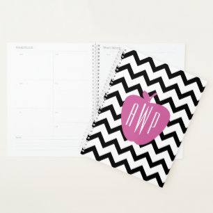 Black Chevron Pink Apple Teacher Planner